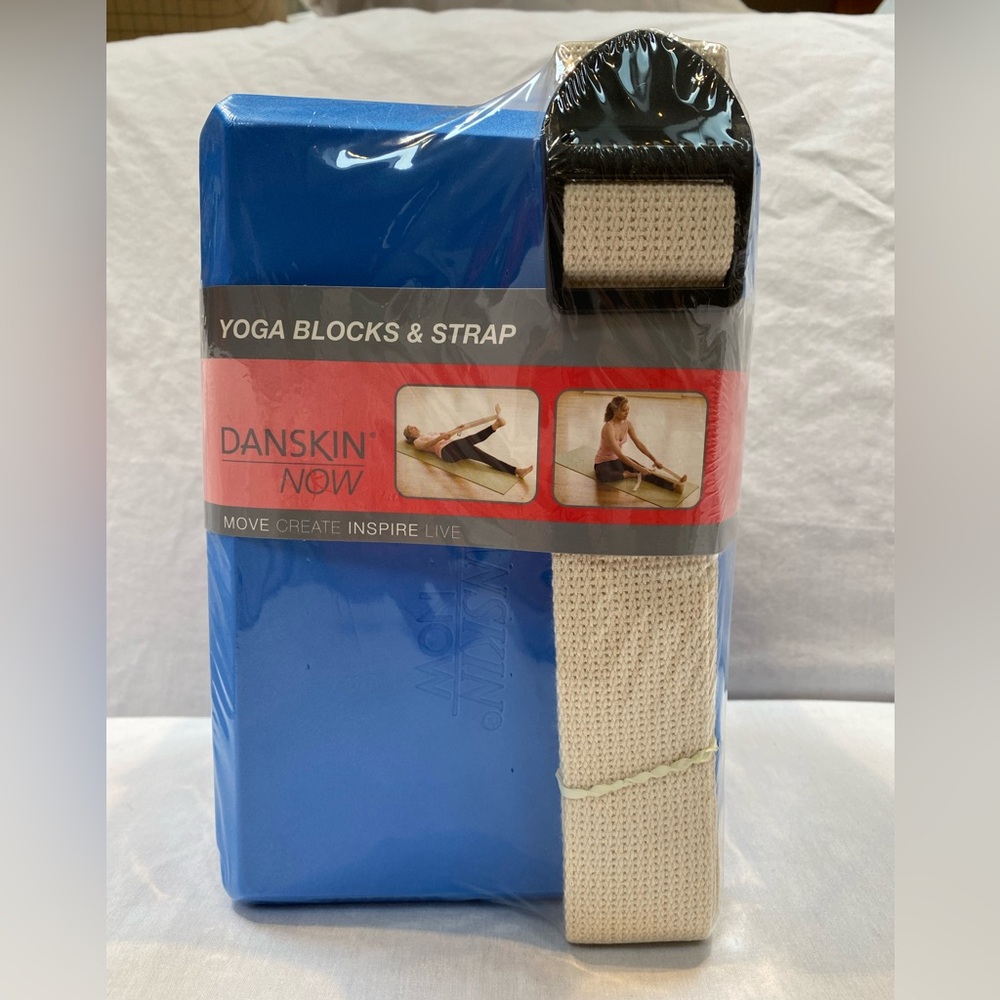New Sealed Danskin Yoga Blocks and Strap Set. Blue Blocks and Cream Strap - Picture 8 of 8